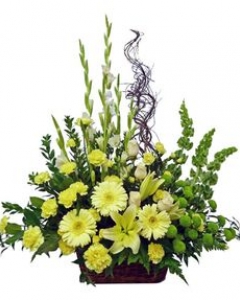 Yellow Sympathy flower basket